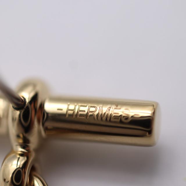 超美品 HERMES エルメス シェーヌダンクル PM ピアス - メタル バッファローホーン ゴールド ブラウン 耳飾り【本物保証】_6