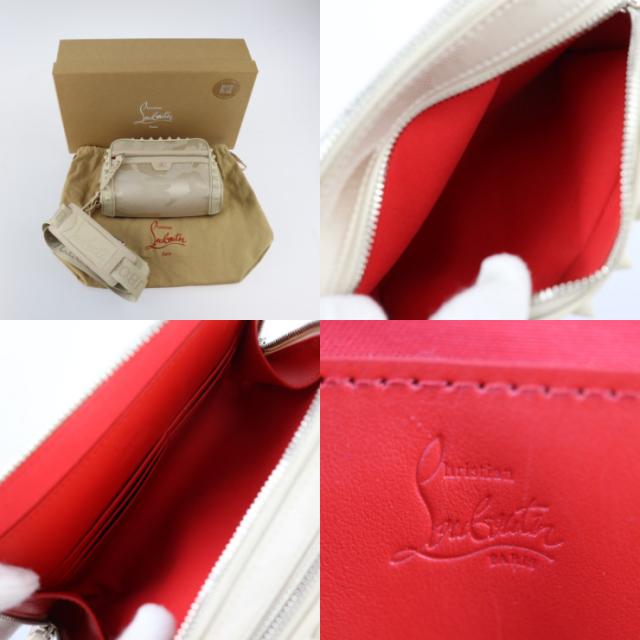 超美品 Christian Louboutin クリスチャンルブタン クロスボディバッグ Loubitown ショルダーバッグ 1225154 キャンバス ラバー ベージュ系 ポシェット カモフラ スパイクスタッズ【本物保証】_8