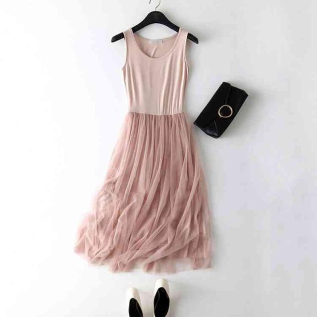 レディース キャミワンピース タンクワンピース ノースリーブ 膝丈 無地 ワンピ フレア かわいい 大人 女性 膝丈ワンピース の通販はau Pay マーケット Mmc