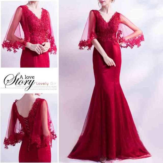 ロングドレス マーメイド 赤 イブニングドレス カクテルドレス カラードレス ボレロ パーティードレス 発表会 コンサート 演奏の通販はau Pay マーケット Mmc