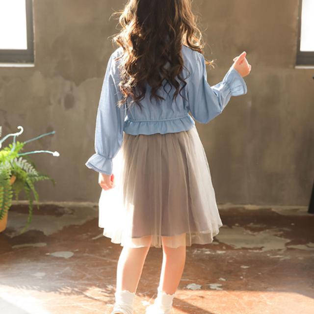 ブルー ワンピース 切り替えワンピース フォーマルドレス チュール キッズ 女の子 発表会 結婚式 子供ドレス 長袖 プリンセの通販はau Pay マーケット Mmc