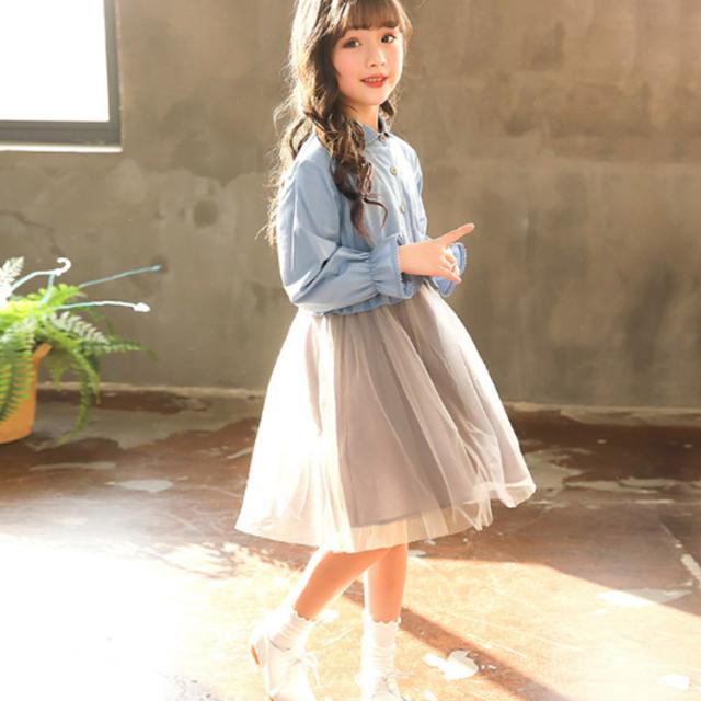 ブルー ワンピース 切り替えワンピース フォーマルドレス チュール キッズ 女の子 発表会 結婚式 子供ドレス 長袖 プリンセの通販はau Pay マーケット Mmc