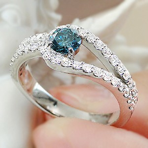 pt900 ブルーダイヤモンド リング ジュエリー 指輪 プラチナ ブルー ...