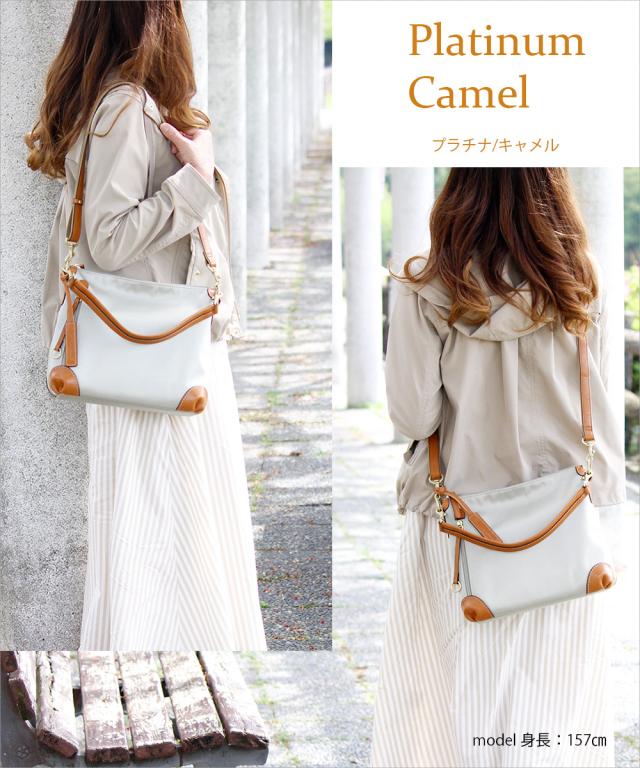 美品 MONCER ナイロン×レザー 2way ショルダー ハンドバッグ VitaFelice ハンドバッグ レディース 2way ショルダーバッグ