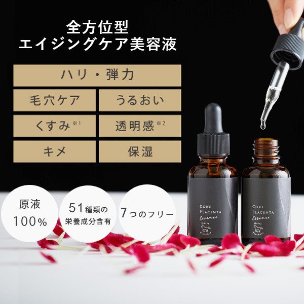 馬プラセンタ 美容液 コアプラセンタエッセンス 2本 33ml 敏感肌 100 保湿 プラセンタ プラセンタ100 導入美容液 くすみ 原液 毛穴 イオン導入 角質ケア 無添加 送料無料 エキス