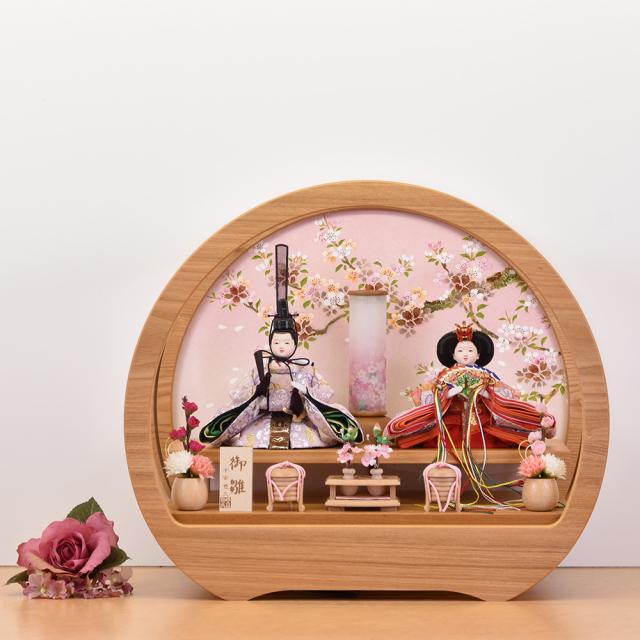 雛人形 お祝い ひな人形 ケース飾り 親王飾り くるみ ケース入 アクリルケース 木目 桜 おしゃれ かわいい 可愛い コンパクト モダンの通販は