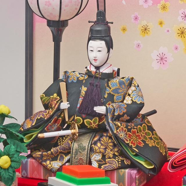 ひな人形ひな祭りオルゴール5人飾3段ガラス電気ケース入り