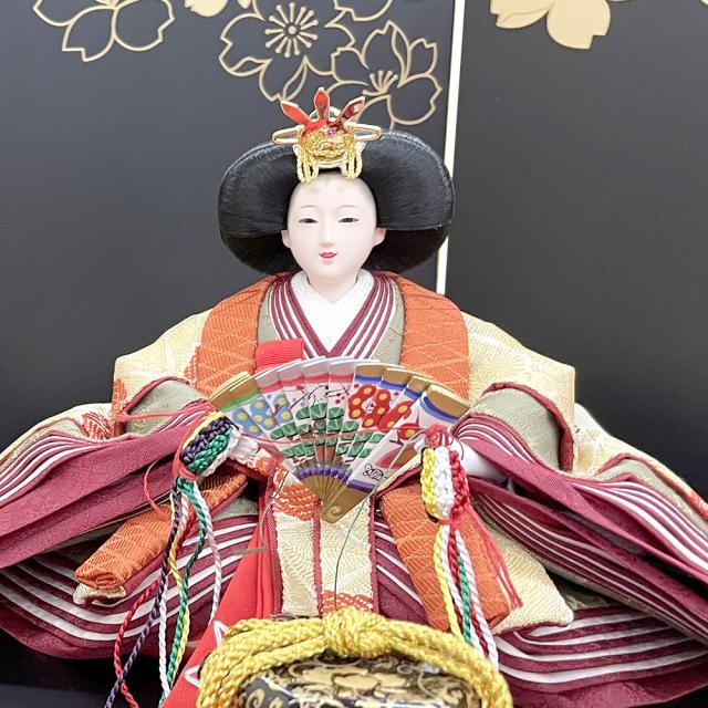 雛人形 ひな人形 お祝い 平飾り 親王飾り 二人飾り 2人飾り 黒 赤 正絹