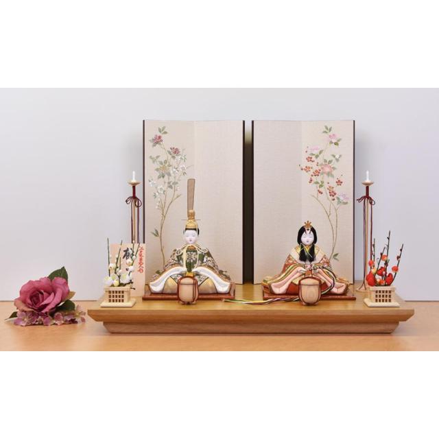 雛人形 木目込み 一秀 モダン インテリア かわいい シンプル コンパクト ひな人形 平飾り 親王飾り 2人 2023 23-h47