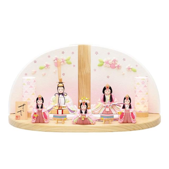 雛人形 親王収納飾り 雛ごよみ 茶ぼかし刺繍 小三五 桜刺しゅう hn233