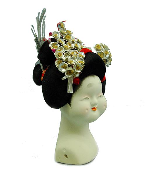 日本人形頭 顔 手芸品 部品 お多福 禿 (大)