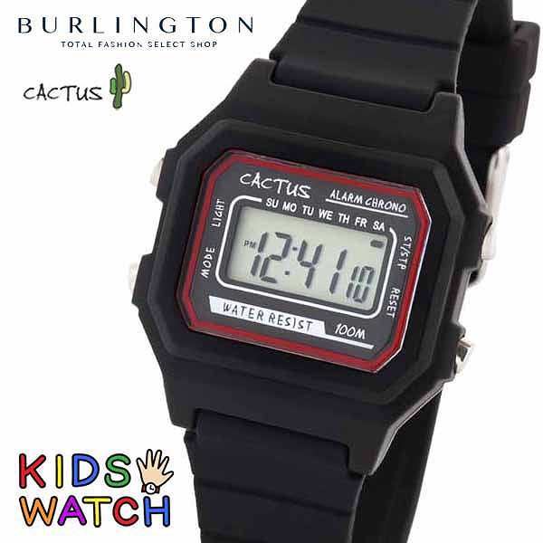 カクタス 腕時計 キッズ Cactus キッズ ウォッチ デジタル ブラック 黒 子供用 おしゃれ 時計 クリスマス プレゼントの通販はau Pay マーケット バーリントン