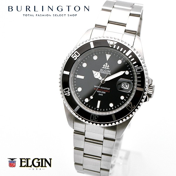 エルジン 腕時計 メンズ Elgin 自動巻き Fk1405s B ブラック シルバー 0m 防水 カレンダー 人気 ブランド 男性 ギフト プレゼントの通販はau Pay マーケット バーリントン