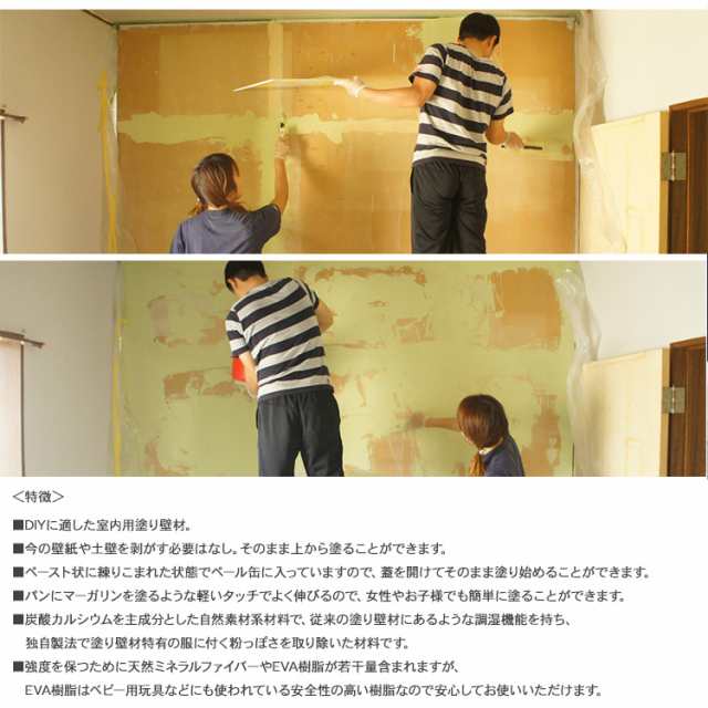 塗り壁 壁紙の上からそのまま塗れる 天然塗り壁材 ひとりで塗れるもん 練済み 22kg 驚きの価格