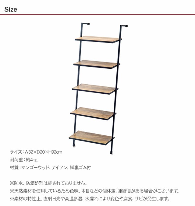 ウォールシェルフ 5段 41351 ラダーラック 立て掛け アイアン スリム おしゃれ 壁面収納 玄関 リビング 収納 グリ