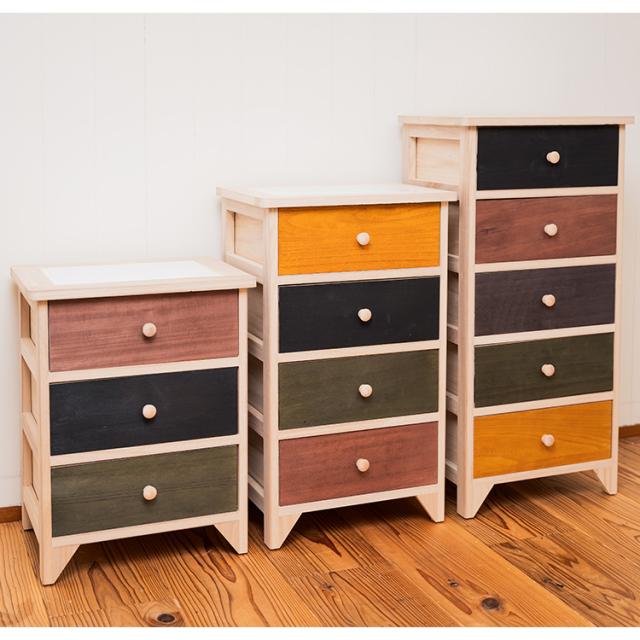 タイル 北欧 ナチュラル 木製 5段 ボックス 引き出し