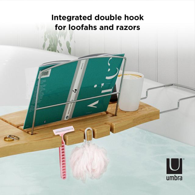 バステーブル Umbra アンブラ アクアラ バスタブキャディ ナチュラル 2020390390 バスタブトレー テーブル バスルーム 浴室 お風呂 読書 スタンド 浴槽テーブル シンプル ナチュラル おしゃれ 北欧 インテリア_5