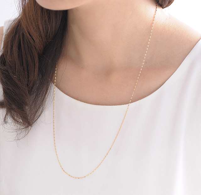 ロングネックレス K18 foliole chain 60 [ラッピング可] ロングネックレス チェーン ゴールド 18k K18