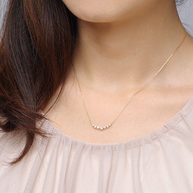 ラインネックレス ダイヤモンド ネックレス K18 wish