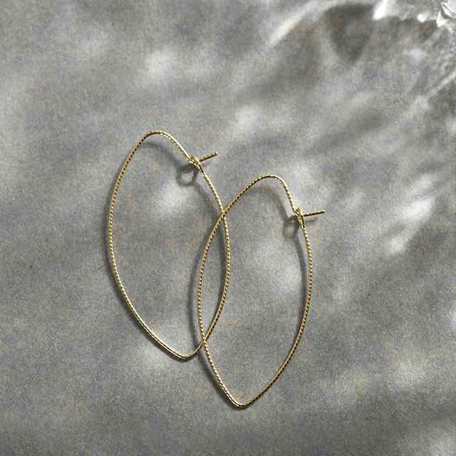 K18フープピアス elegant leaf hoop L フープピアス ピアス ゴールド