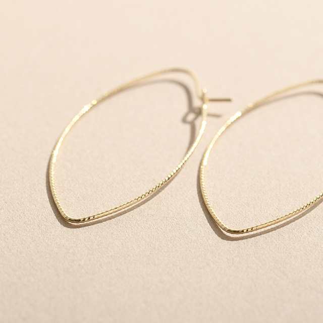 K18フープピアス elegant leaf hoop L [ラッピング可] フープピアス