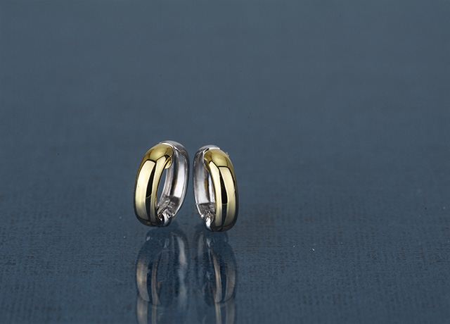 K18 K14WG コンビ フープイヤリング smooth [ラッピング可] ピアリング  