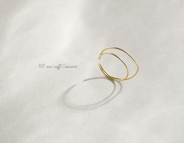 K18 片耳 イヤーカフス   Crescent [ラッピング可]  イヤカフ イヤーカフス 片方 片耳 K18 18金 18k ノンホール の通販は