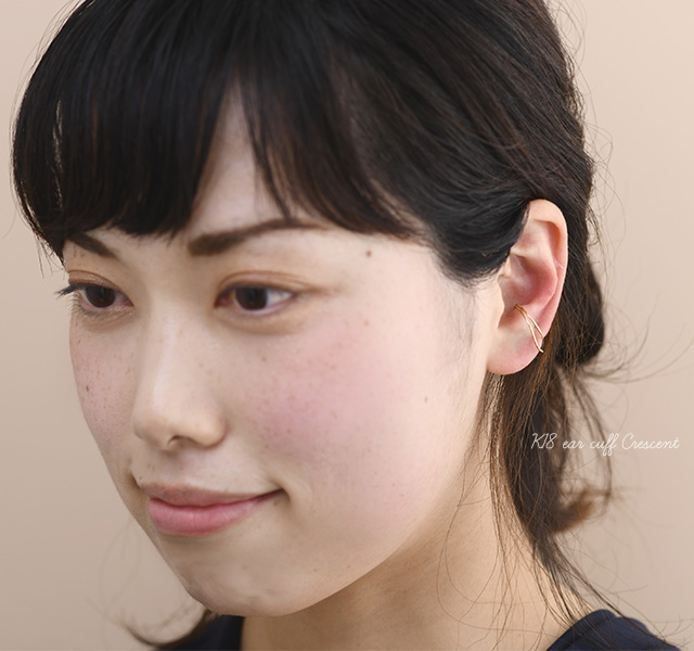 K18 片耳 イヤーカフス   Crescent [ラッピング可]  イヤカフ イヤーカフス 片方 片耳 K18 18金 18k ノンホール の通販は
