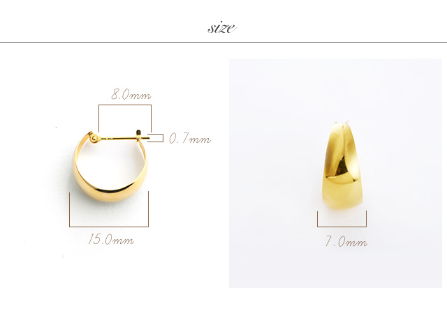 K18 ピアス Moon-shape 7mm_15mm [ラッピング可] K18 18金 18k ゴールド 月型甲丸 月甲 月甲型 甲丸 フープ シンプル ミニマル 小さめ レディース ジュエリー アクセサリー　おしゃれ_6