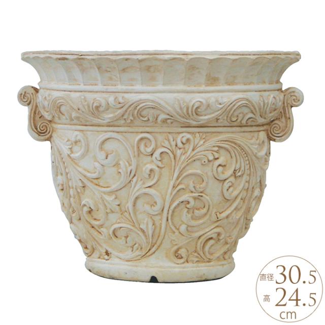 プランター 大型 ローマ調 ポット つた模様 竹フェンス アンティーク 植木鉢 花器 中世 【送料無料】の通販は 5,865円