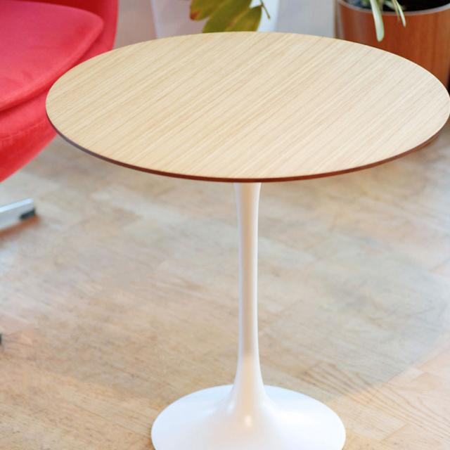 チューリップ サイドテーブル 天板ウッド 直径52cm ラウンドテーブル 木製天板 円形 サークル ダイニングテーブル 円 ラウンド テーブル 50cm ハイテーブル 北欧 モダン ナチュラル  【送料無料】_1
