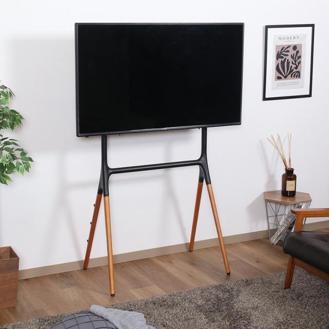 モニタースタンド おしゃれ 木製 床置き ブナ材 ＴＶスタンド 4本脚 テレビ台 壁寄せ インテリア リビング 省スペース 北欧 テイスト モダン ナチュラル 天然木 【送料無料】_1