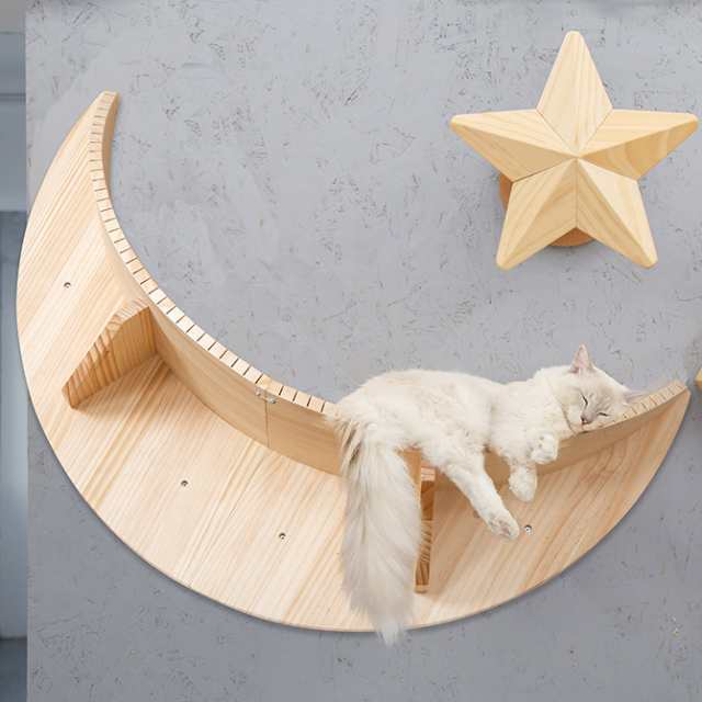 MYZOO マイズー Luna キャットステップ 猫 キャットステップ キャットウォーク 壁付け 壁掛け 月 木製 シンプル ｜au PAY マーケット