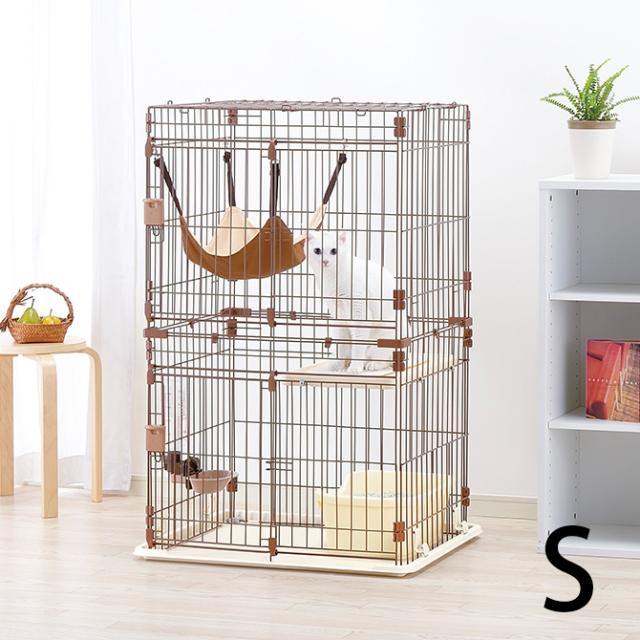 キャットケージ キャスター付き 2段 ブラウン dショッピング |【即納