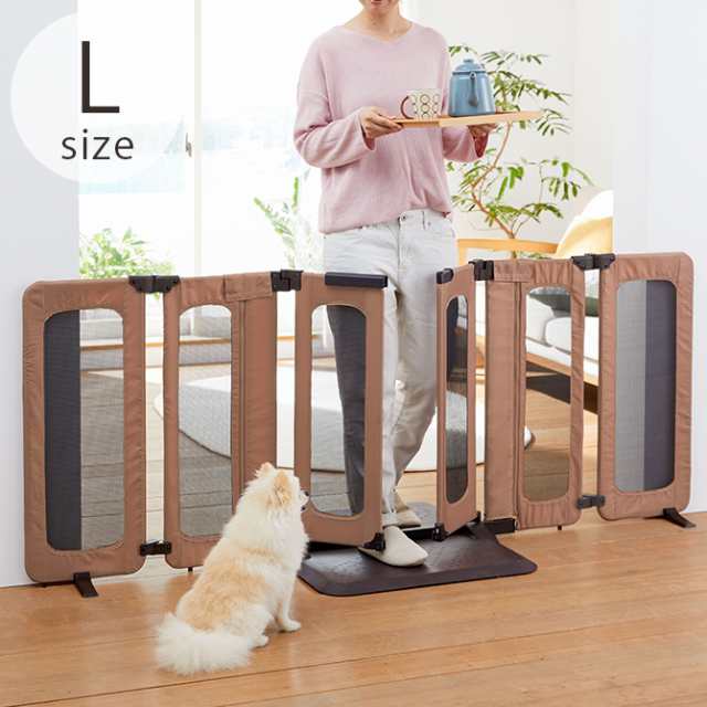PET SELECT ペットセレクト ペットおくだけとおせんぼ ウォークスルー L  犬 ゲート フェンス メッシュ 便利 置くだけ 簡単設置 開けやすい  の通販は