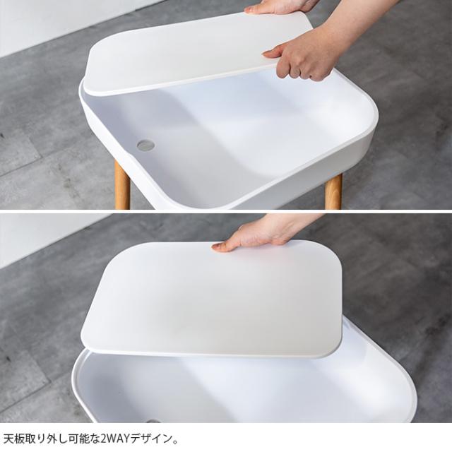 ツートン サイドテーブル   サイドテーブル 北欧 おしゃれ トレイ コード穴 コンパクト 小さめ 寝室 リビング 家具_3