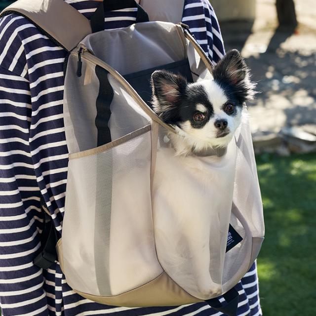 MANDARINE BROTHERS マンダリンブラザーズ メッシュウィンストンハグバッグ  犬用 ペット用 前抱き抱っこ リュック　バックパック メッシュ 夏　涼しい　通気性 ユニセックス_1