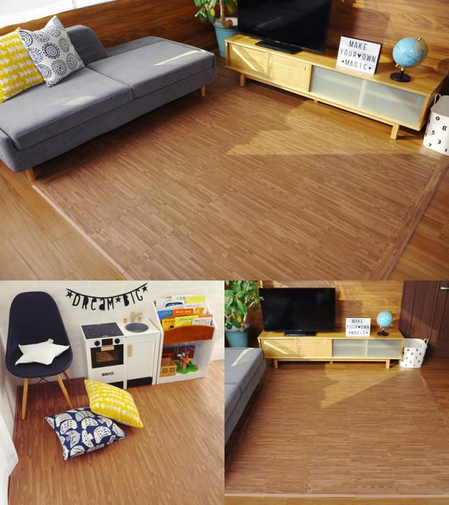 フロアーマット 抗菌 床暖房対応　36枚セット 195cm×195cm PN501WM-SPA-DARK ジョイントマット 赤ちゃん フロアマット 床 リトルプリンセス 【送料無料】