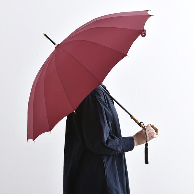 【未使用・保管品】前原光榮商店　レディース雨傘　タグ、タッセル付き　ポリエステル レディース晴雨兼用傘】一級遮光キューブ-折りたたみ-ネイビー