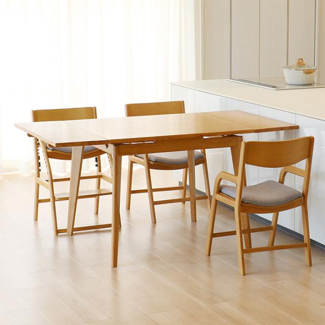 E-toko いいとこ Extension Table ダイニングテーブル 伸縮式 拡張 2人掛け 4人掛け 90cm 120cm 150cm 木製 伸長式テーブル シンプル おしゃれ 北欧 家具 インテリア リビング学習_4