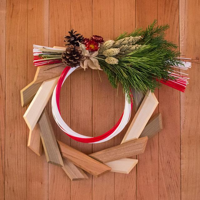 Oak Village オークヴィレッジ 寄木のリース おしゃれ クリスマス リース 木製リース お正月飾り インテリア 室内 小さい_5