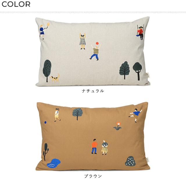 ferm LIVING ファームリビング The Park Cushion クッション 60×40cm オーガニックコットン フェザー ダウン 刺繍 北欧雑貨_6