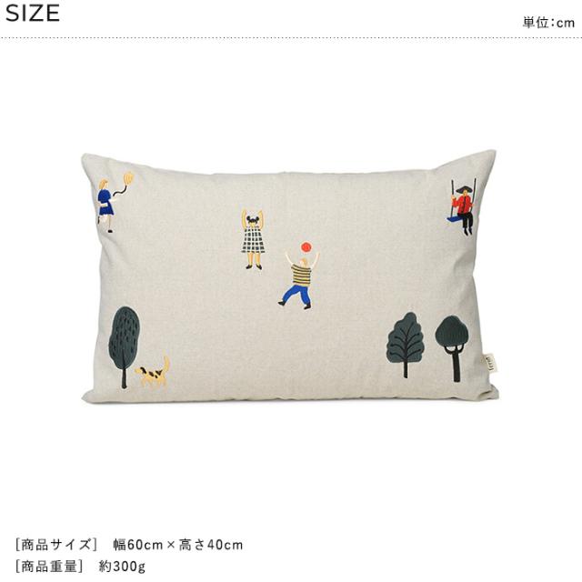 ferm LIVING ファームリビング The Park Cushion クッション 60×40cm オーガニックコットン フェザー ダウン 刺繍 北欧雑貨_7