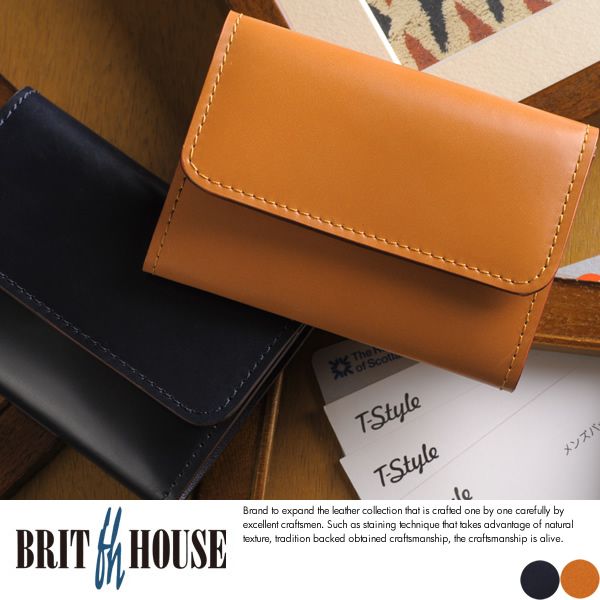 BRIT HOUSE 草木染めコードバン ボックス型ケース KUSAKI  男性用 メンズ 小銭入れ シンプル ビジネス 革 本革 レザー 日本製 和風 ブリットハウス プレゼント  【送料無料】
