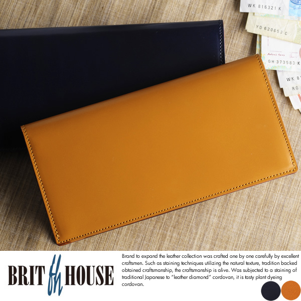 未使用　財布　BRIT HOUSE　草木　コードバン BRIT HOUSE 草木染めコードバン 長財布 小銭入れなし メンズ