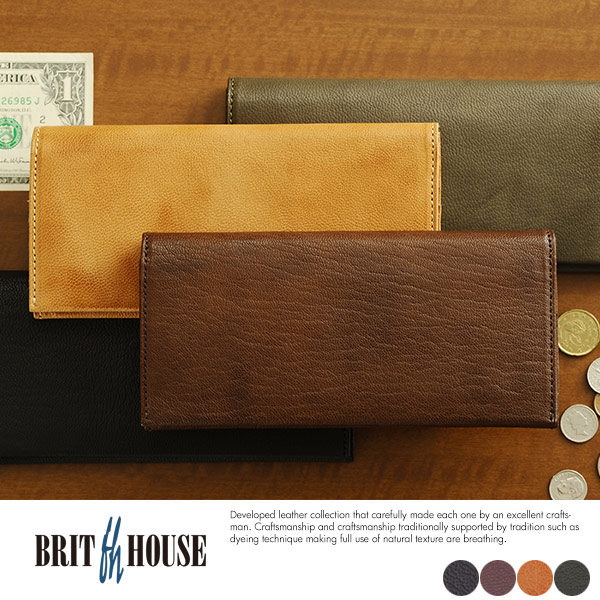 BRIT HOUSE ヤギ革長財布 小銭入れあり Goat Leather  男性用 メンズ 長財布 小銭入れ付き 革 本革 レザー 日本製 シンプル 軽量 プレゼント  【送料無料】