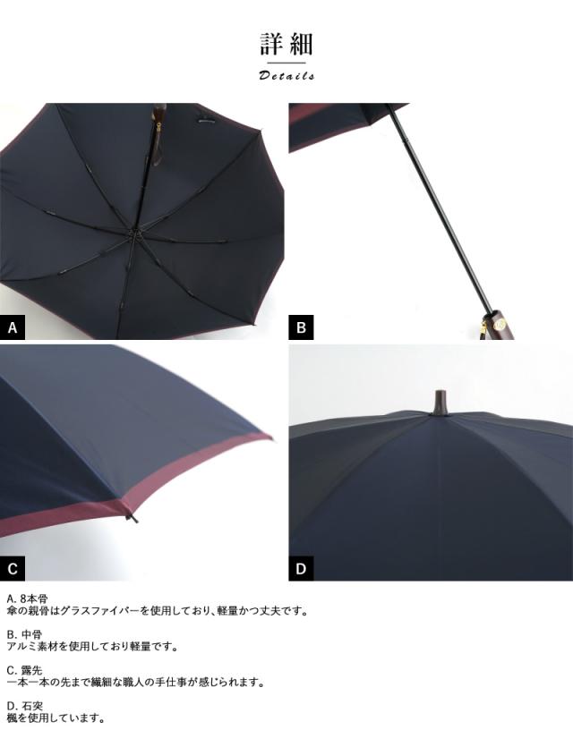 前原光榮商店 折りたたみ雨傘 8本骨グラスファイバー 58cm ボーダー 楓