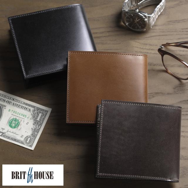 BRIT HOUSE フルコードバン 二つ折り財布 小銭入れなし ALL CORDOVAN  男性用 メンズ 財布 二つ折り 札入れ 純札 日本製 コードバン 革 本革 レザー 高級 プレゼント ギフト  【送料無料】