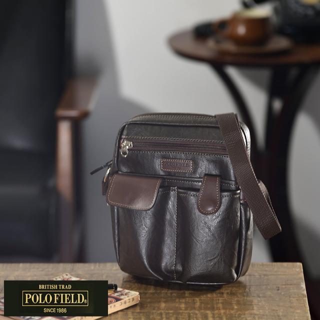 POLOFIELD ミニショルダーバッグ 縦型  日本製 斜めがけ 合皮 大人 普段使い 60代 カジュアル