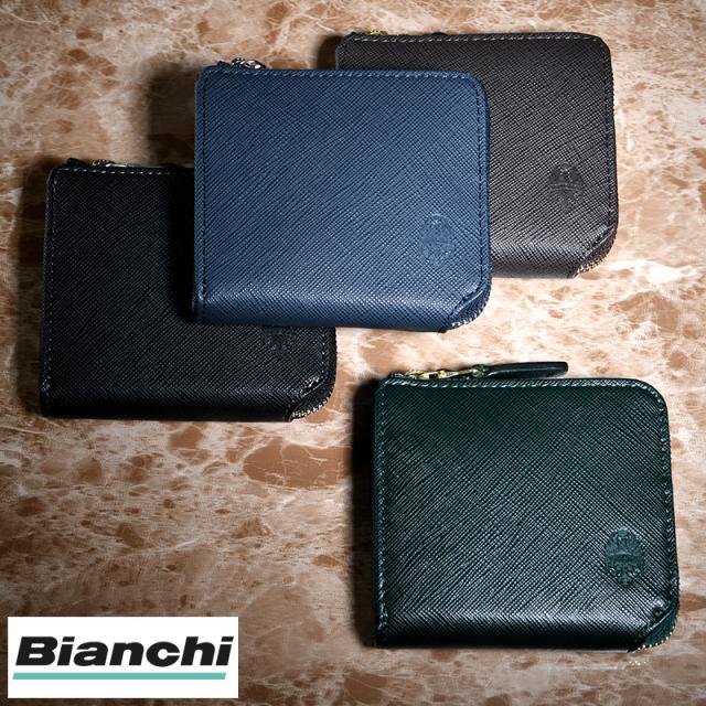 Bianchi 角シボ型押し牛革 L字ファスナー財布 franco  おしゃれ レザー 傷つきにくい カジュアル かっこいい 大人